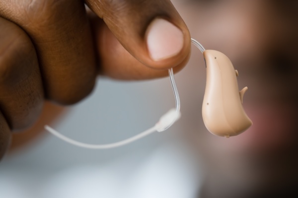hearing aid for deaf african man