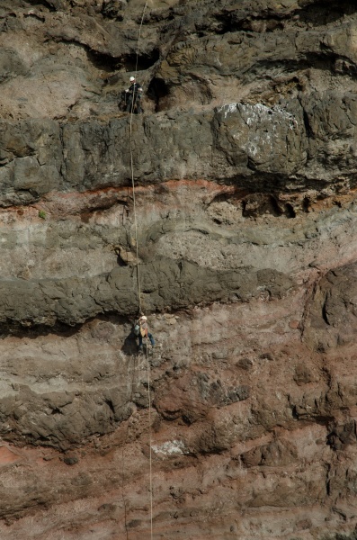 climbers rappelling after placing an artificial