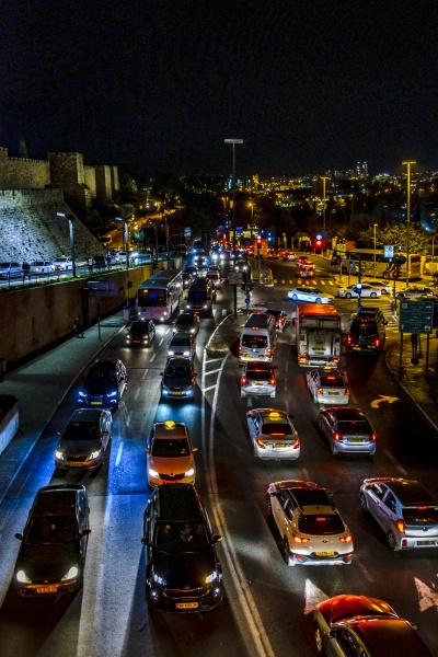 jerusalem aerial urban night scene