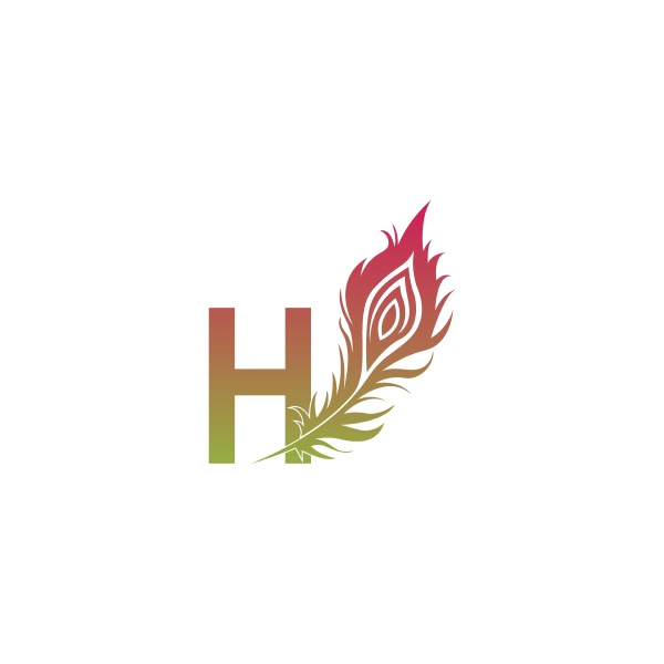 letter h with feather logo icon