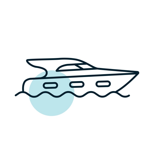 cruising motor yacht flat vector icon