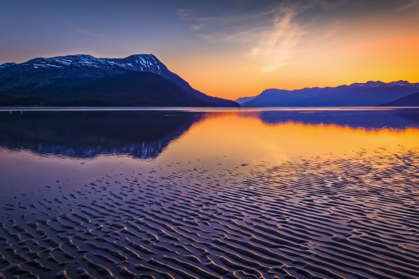 sunset at turnagain arm of cook