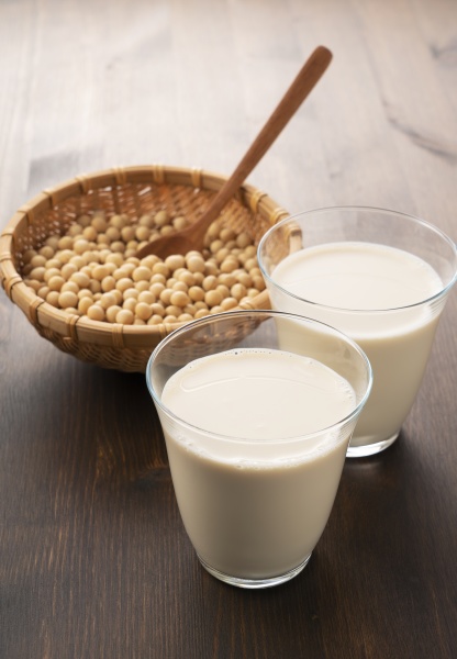 soy milk in a glass on