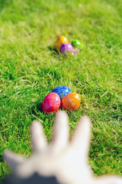 easter eggs hidden in the grass