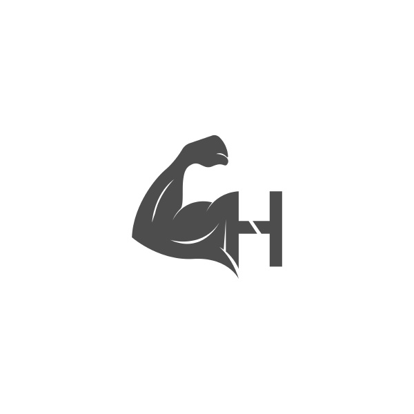 letter h logo icon with muscle