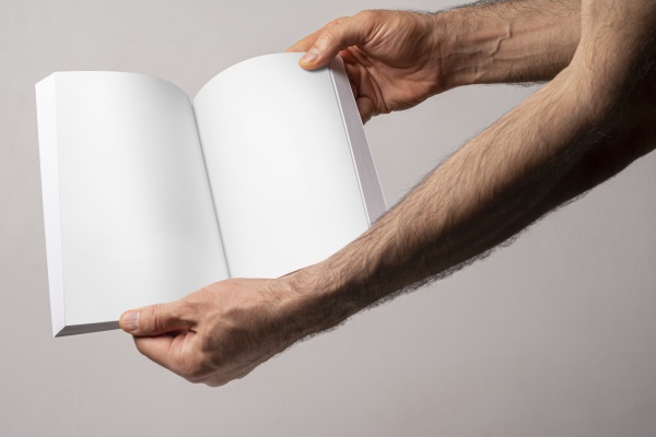 opened book with blank pages isolated