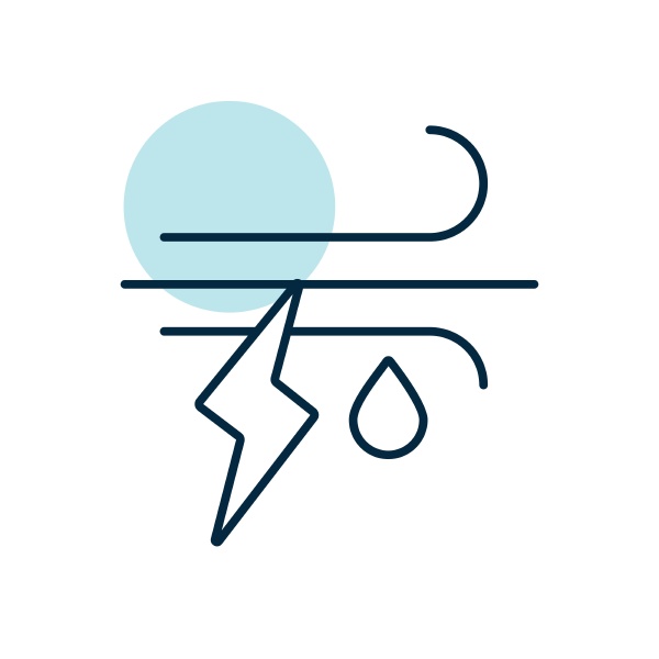 wind rain lightning vector icon