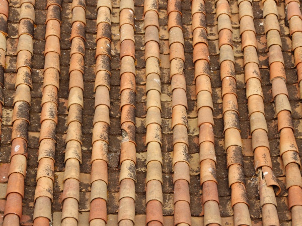 old tile brick roof southern europe