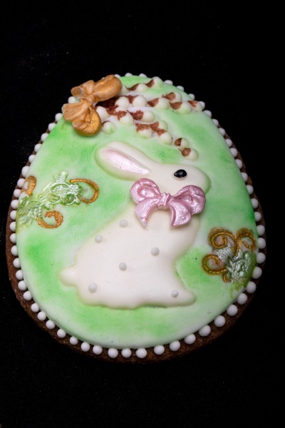 easter decoration with a white rabbit