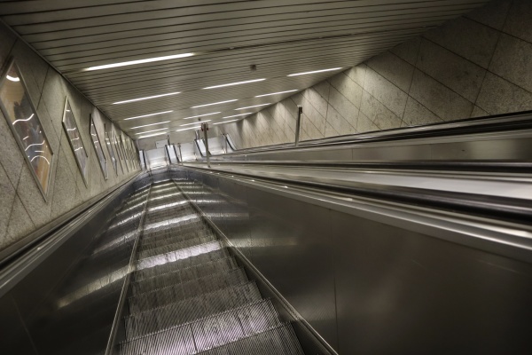 empty stairway and escalator at a