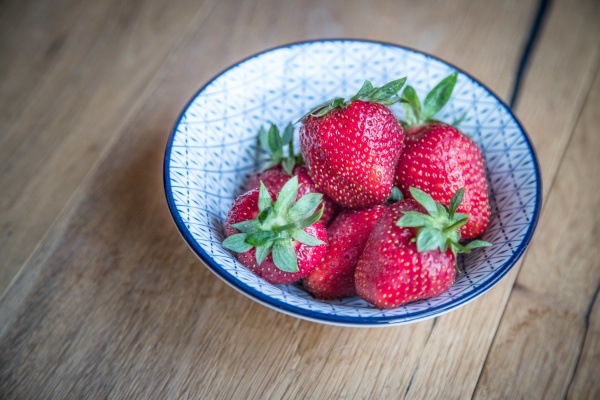summertime fresh red strawberries in
