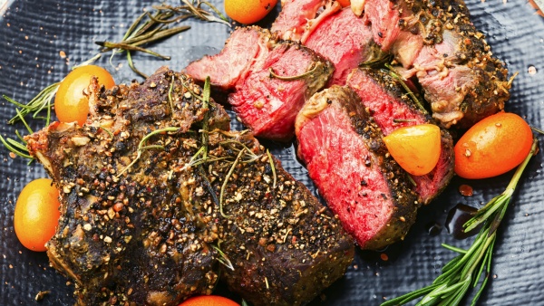 juicy beef steak with kumquat