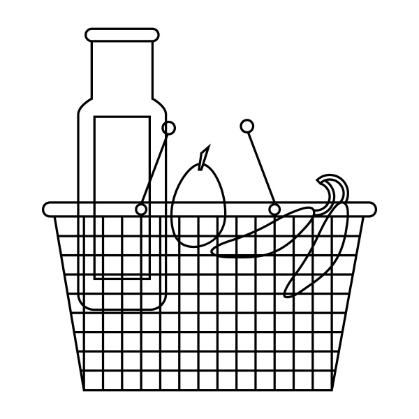 shopping basket with groceries icon