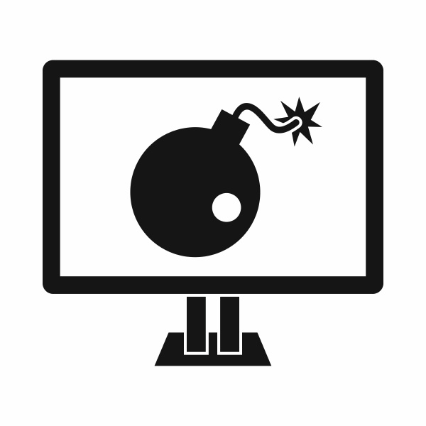bomb on computer monitor icon