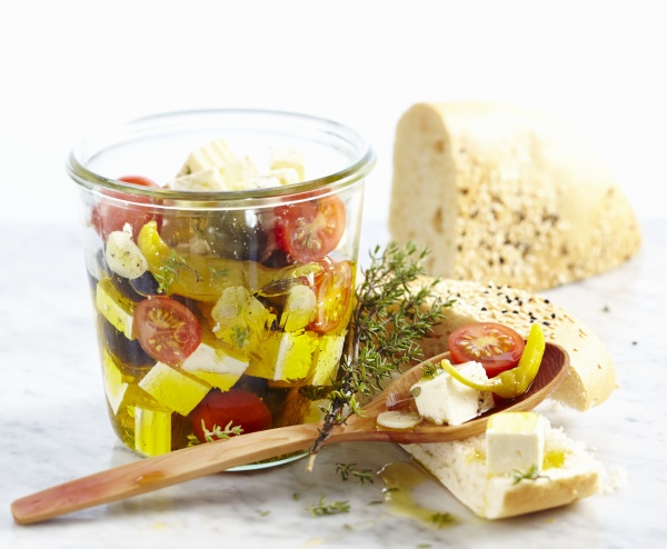feta cheese preserved in olive oil