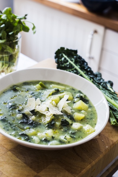 kale and potatoe soup with parmigiano