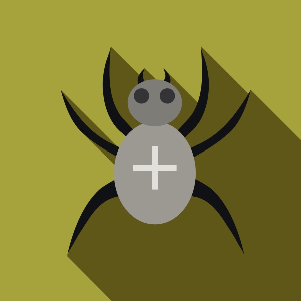black spider icon flat style