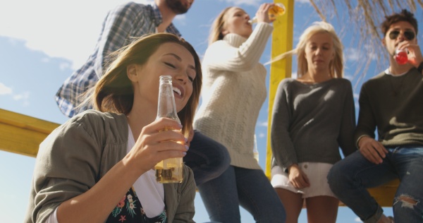group of friends having fun on