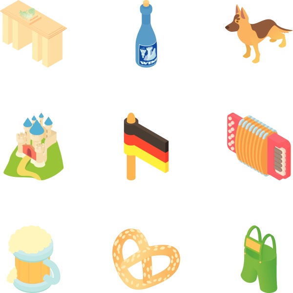 holiday in germany icons set
