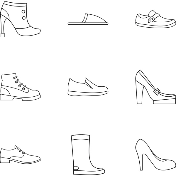 shoes icons set outline style