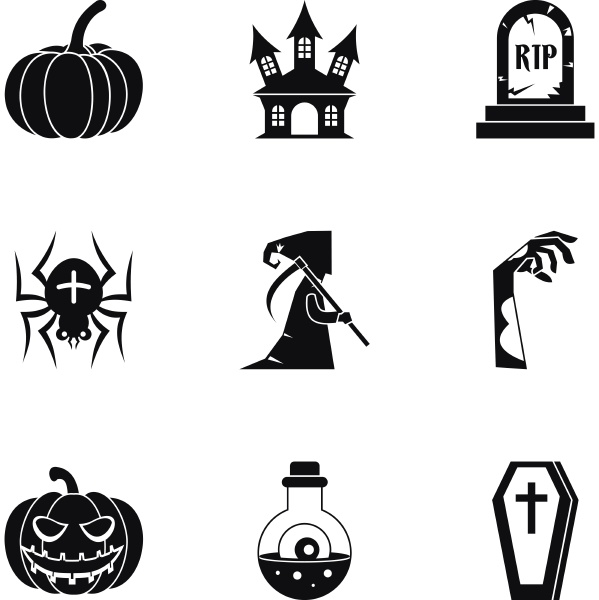 terrible holiday icons set simple