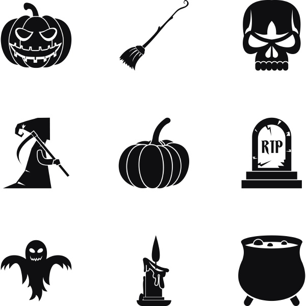 halloween holiday icons set simple
