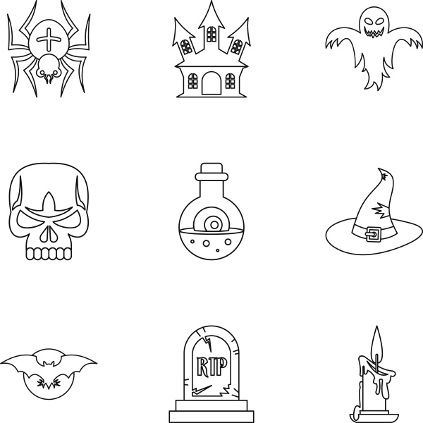 terrible holiday icons set outline