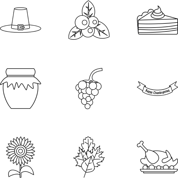 thanksgiving day icons set outline