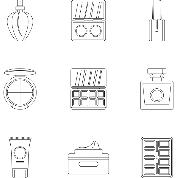 cosmetics icons set outline style