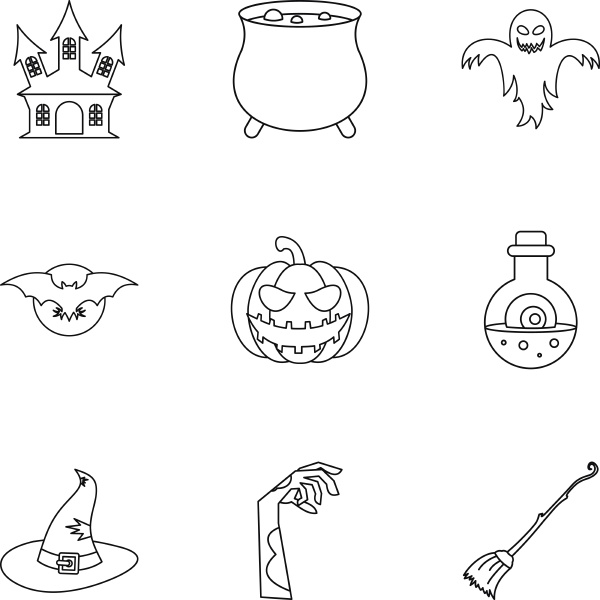halloween, icons, set, , outline, style - 30128171