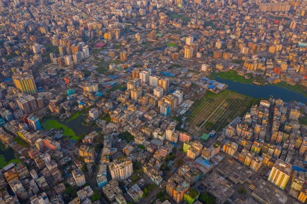 aerial view of dhaka city centre