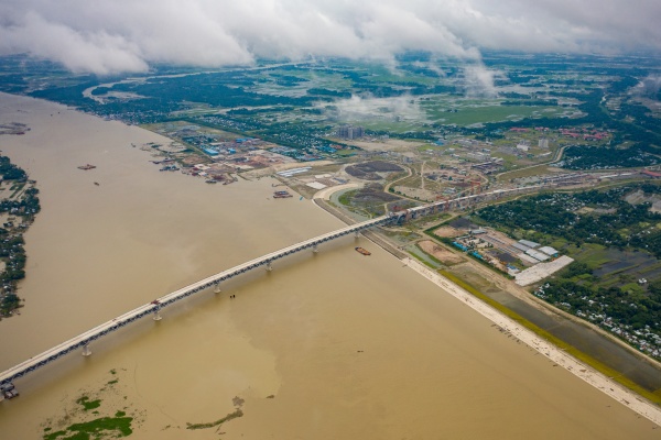 aerial view of padma bridge crossing
