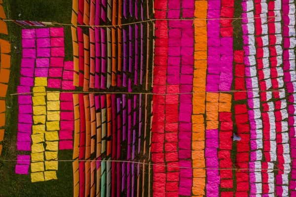 aerial view of hundreds of sheets
