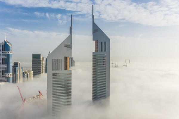 aerial view of misty emirates office
