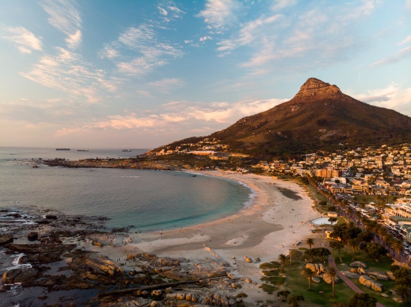 aerial view of camps bay beach
