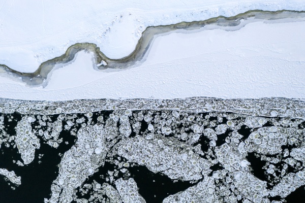aerial view of ice floes in