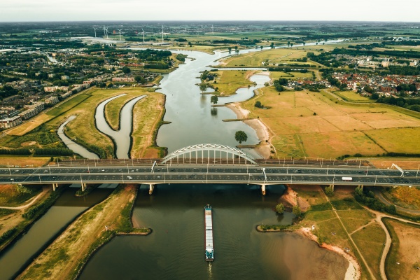 aerial view of a bridge over