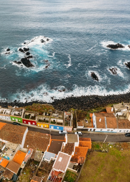 aerial view of coastline of the