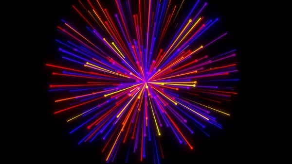 linear particle fireworks explosion