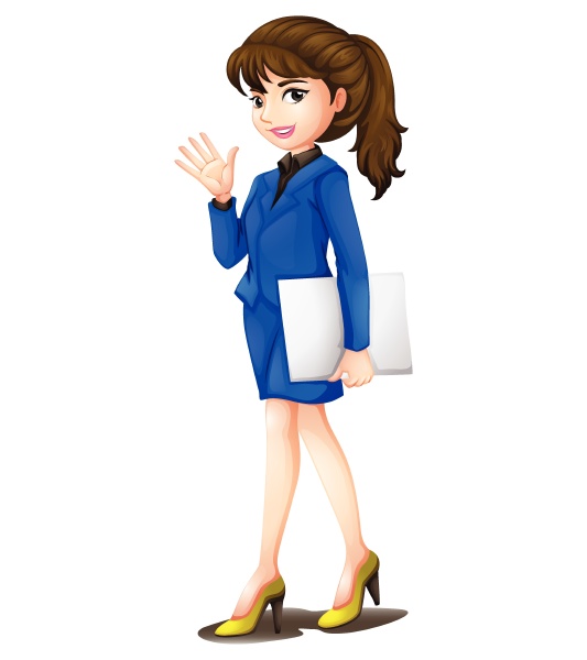 an office secretary wearing a blue