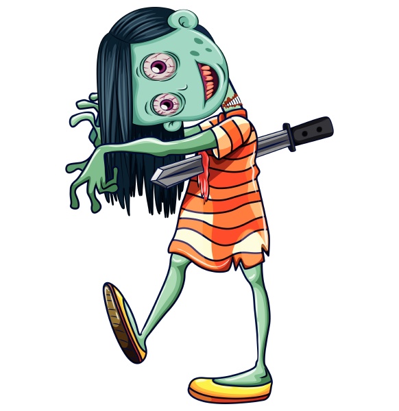 creepy zombie girl white background