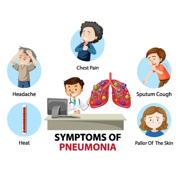 Symptoms Of Pneumonia Cartoon Style Infographic - Stock Photo #30189953 