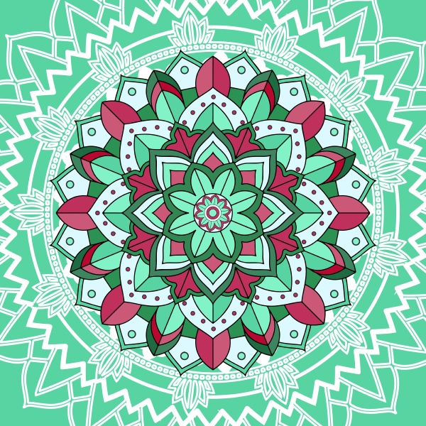 mandala patterns on green background