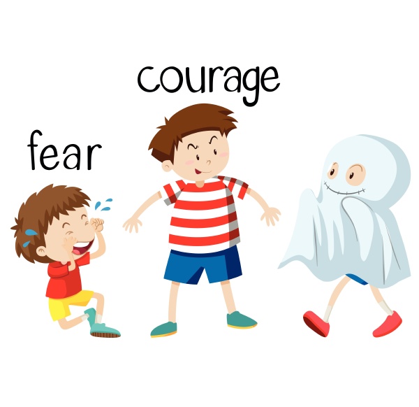opposite wordcard for fear and courage