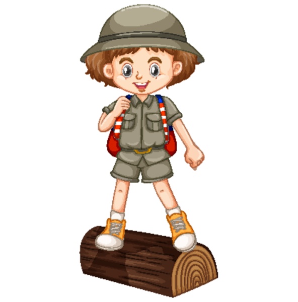 girl in safari outfit standing on