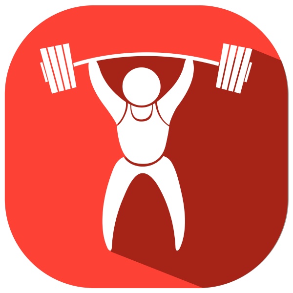 weightlifting icon on red background