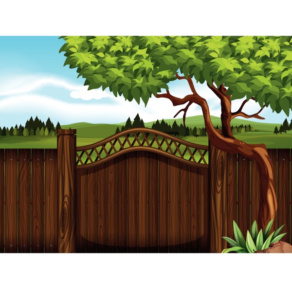wooden fence in the garden