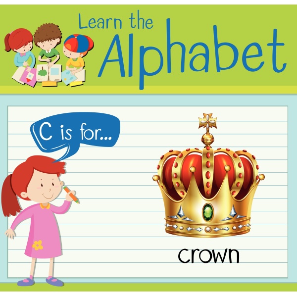 flashcard letter c is for crown