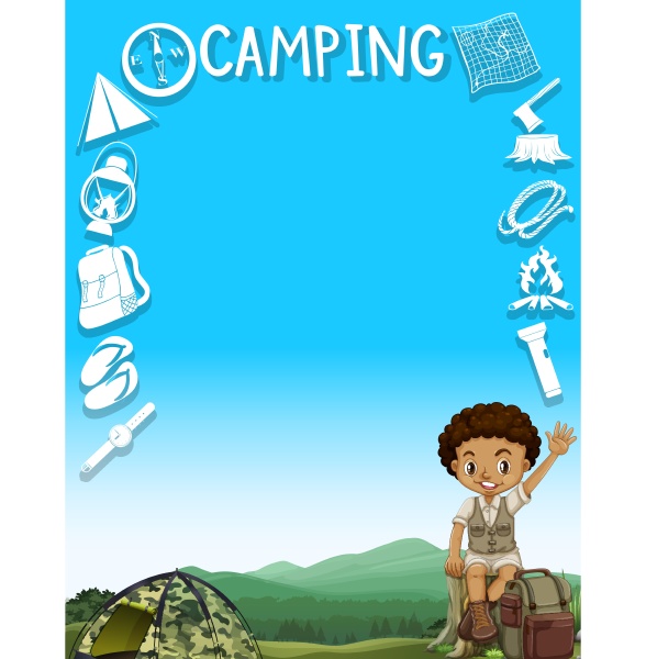 border design with boy and camping