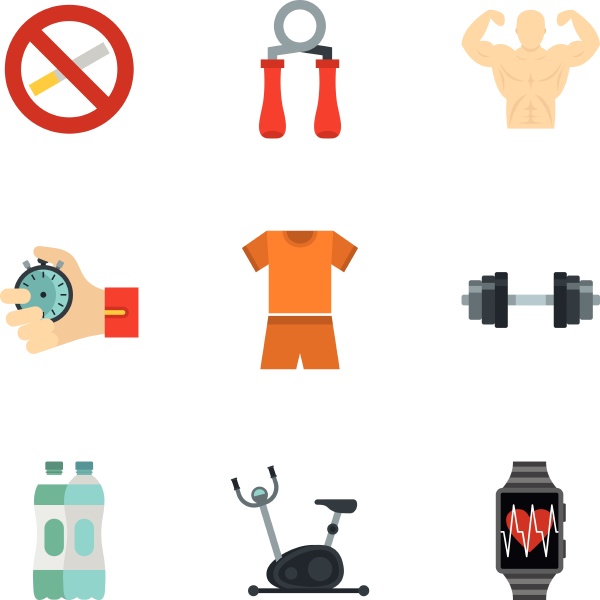fitness icons set flat style